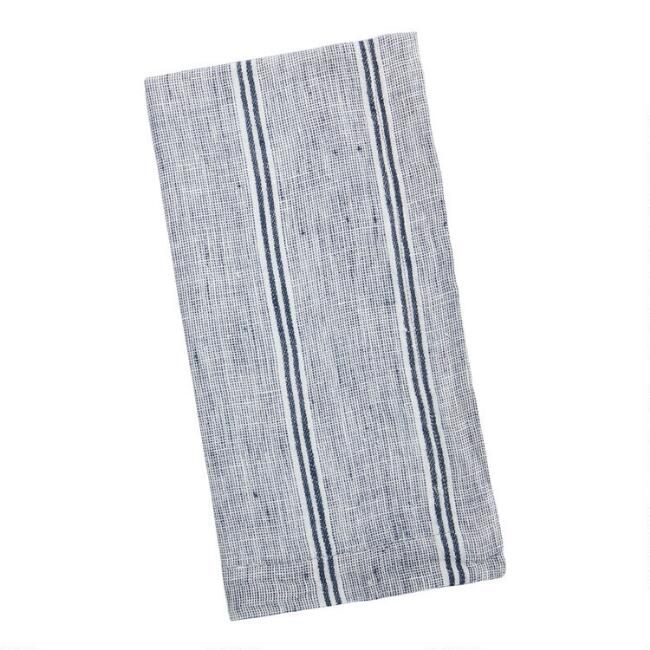 Indigo Stripe Linen Eleni Napkins Set Of 4 | World Market