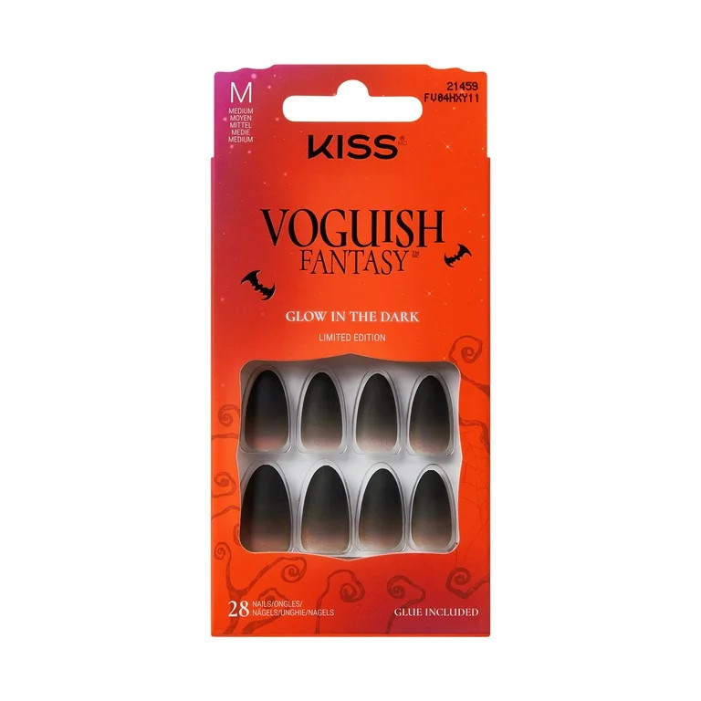 KISS Voguish Fantasy Halloween Press On Nails Almond, ‘Chilling Char’, Medium, 28 Count | Walmart (US)