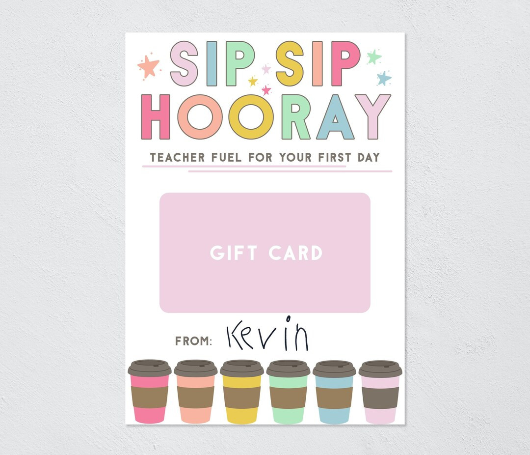 First Day of School Teacher Gift Back to School Teacher Gift Teacher Coffee Gift Card Printable G... | Etsy (US)