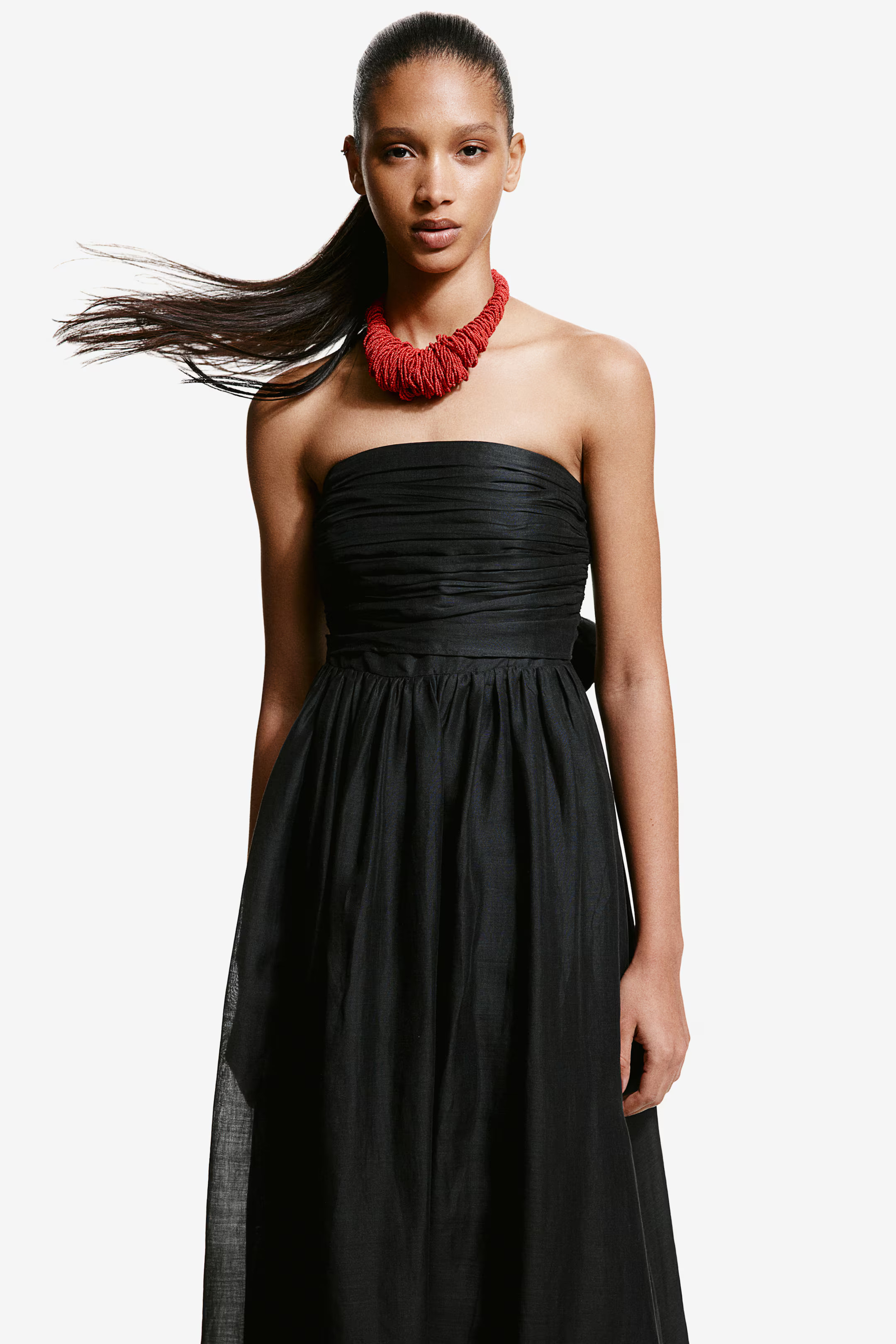 Ramie bandeau dress - Sleeveless - Midi - Black - Ladies | H&M GB | H&M (UK, MY, IN, SG, PH, TW, HK)