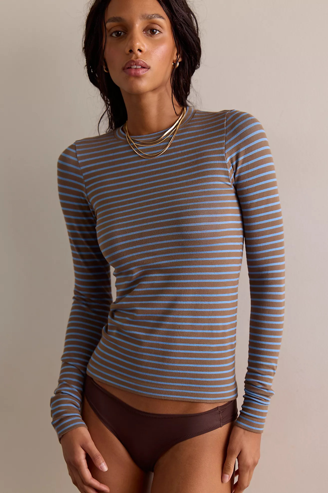 Just Enough Stripe Crew Neck Long Sleeve | Free People (Global - UK&FR Excluded)