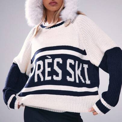Thick Knit Oversized Slogan Jumper | SHEIN
