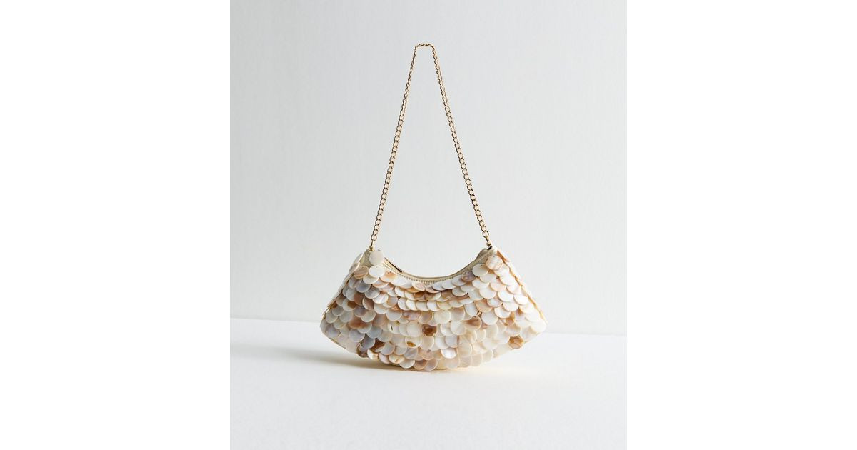 Cream Shell Embellished Shoulder Bag | New Look | New Look (UK)