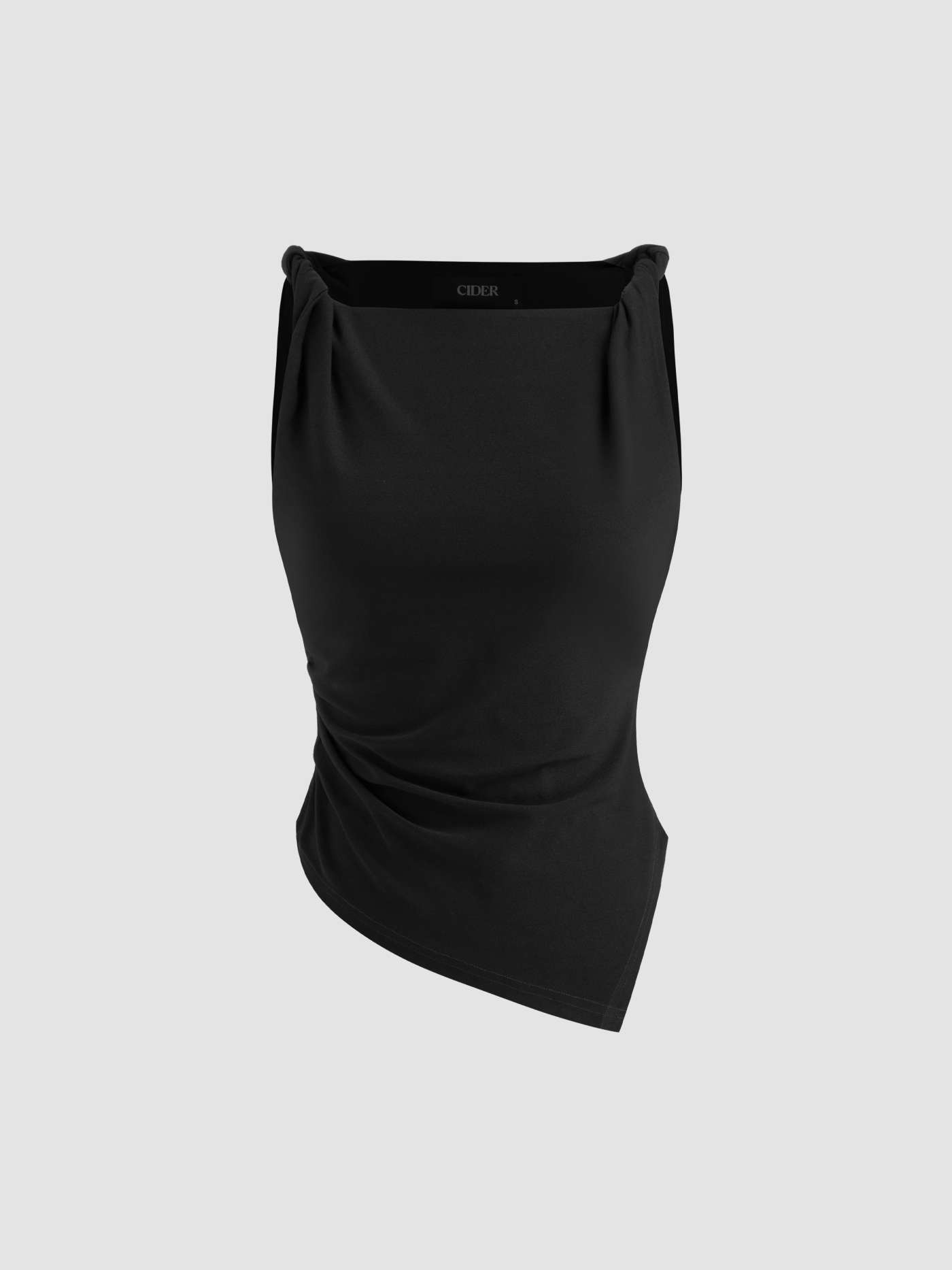 Jersey Boat Neck Asymmetrical Hem Ruched Tank Top | Cider