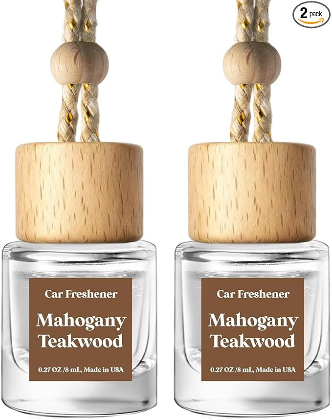 C Classy Car Air Freshener Hanging 2 Pack, Mahogany Teakwood Essential Oil Diffuser, Cute Glass B... | Amazon (US)