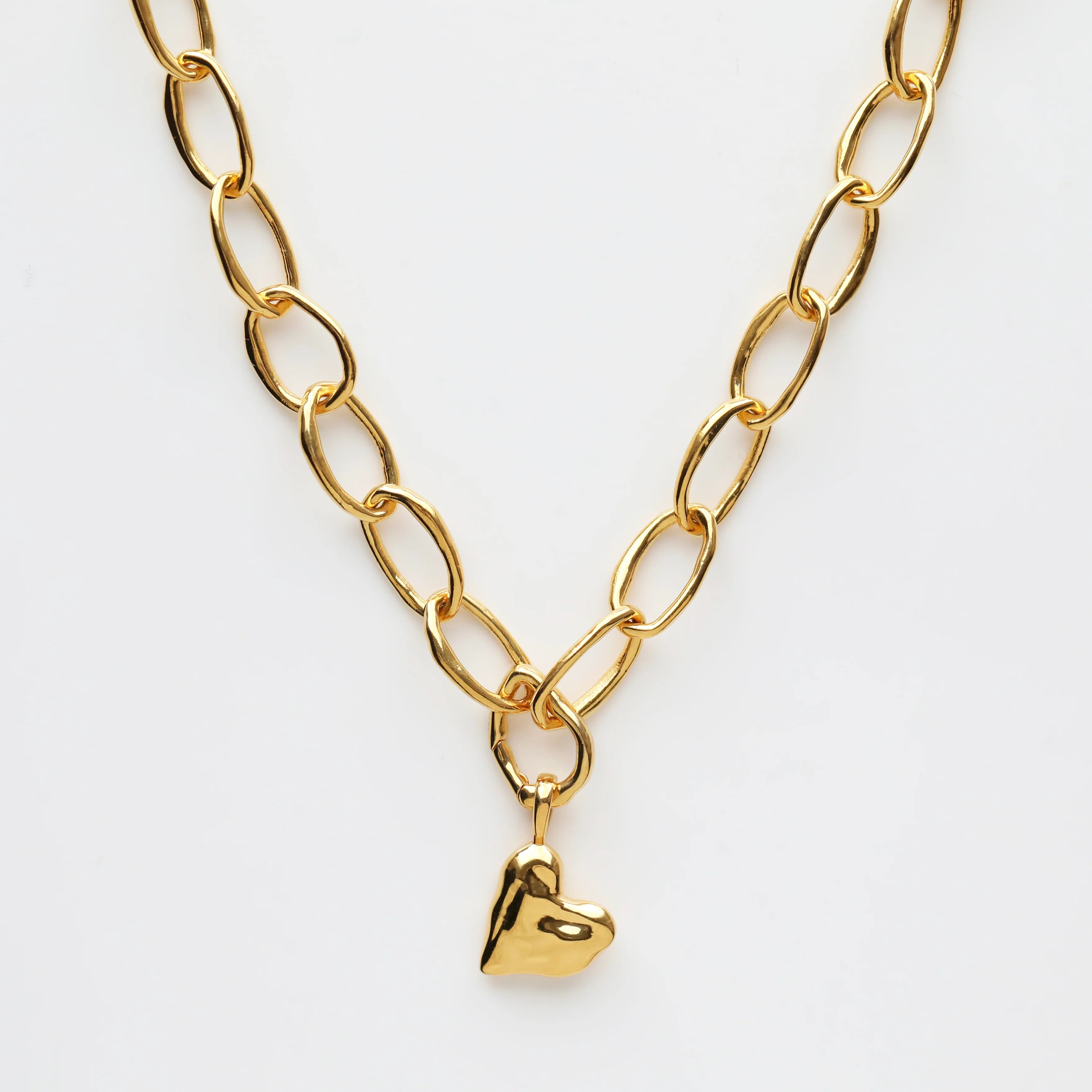 Molten Link Chain Necklace with Heartbeat Pendant | Carrie Elizabeth