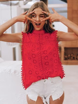'Nelly' Tassel Embroidered Sleeveless Top | Goodnight Macaroon