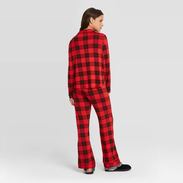 Women's Beautifully Soft Long Sleeve Notch Collar Top and Pants Pajama Set - Stars Above™ | Target