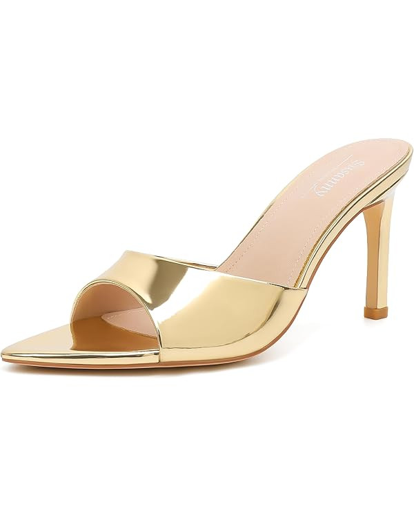 Susanny Women's Sandals Heels Mule High Heels Pointed Open Toe Sandals Sexy Slip on Heeled Summer... | Amazon (US)