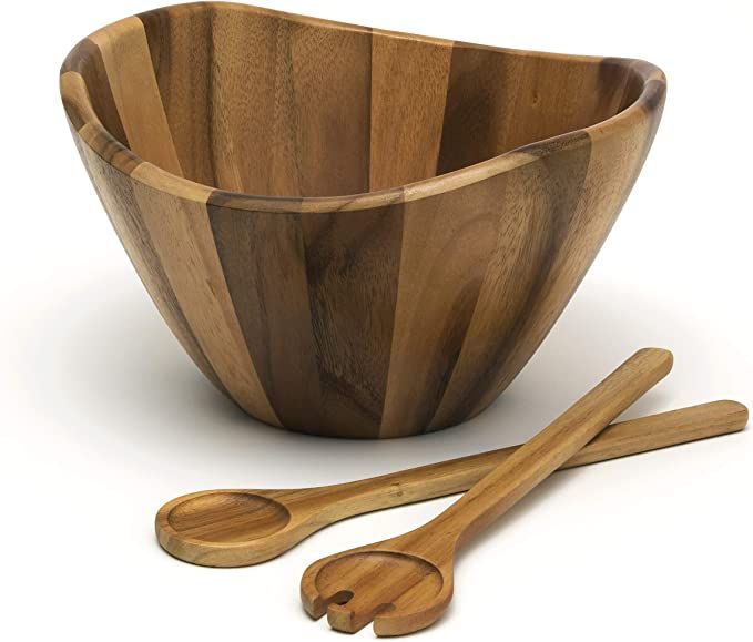 Lipper International Acacia Large Wave Bowl with Servers | Amazon (US)