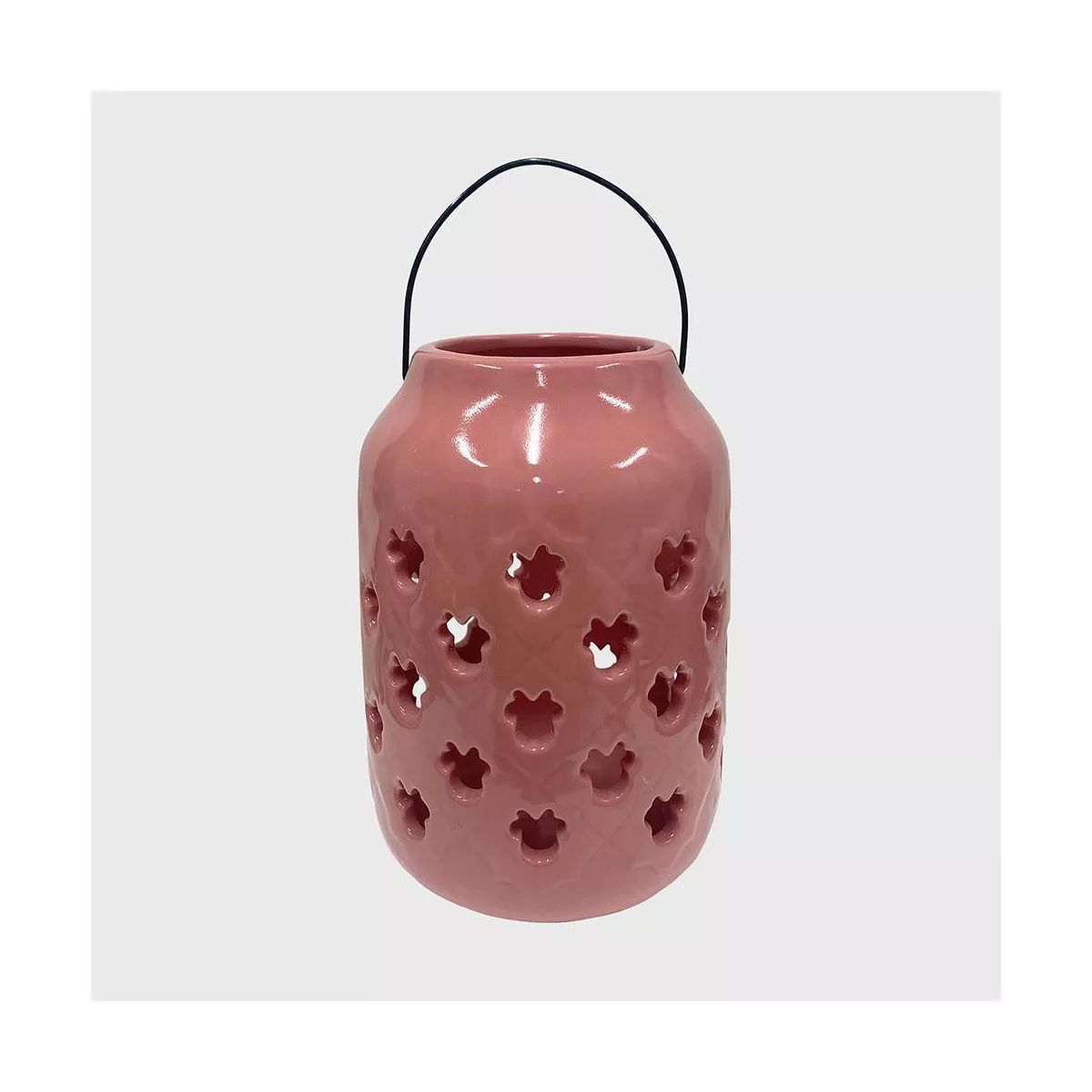 Disney 6.8" Ceramic Minnie Mouse Candle Lantern Pink/Black | Target