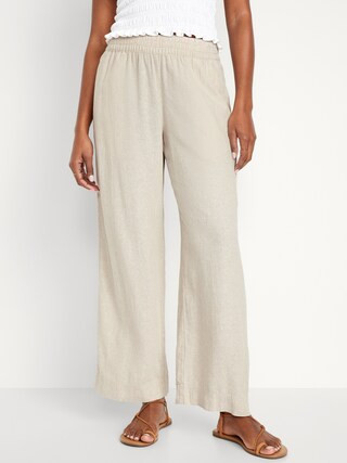 High-Waisted Linen-Blend Wide-Leg Pants | Old Navy (CA)