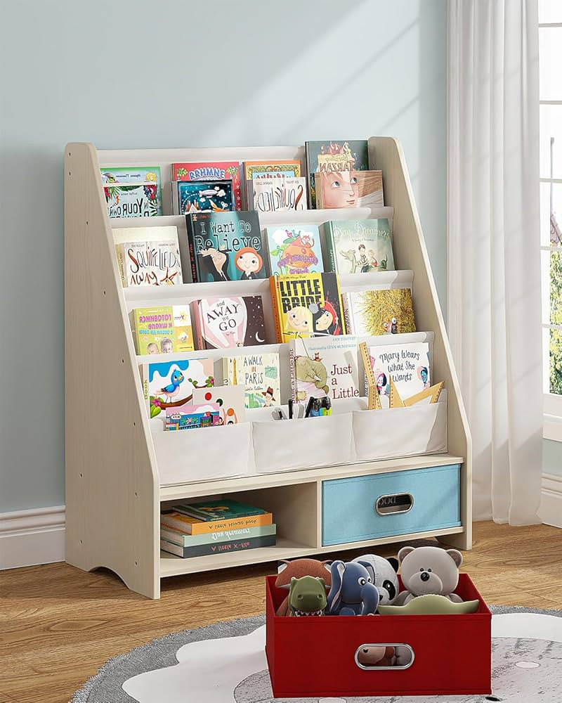 SEIRIONE Sturdy Kids Bookshelf, Book Shelf for Kids Room with Tear-Proof Cotton Sling, Eco-Safe T... | Amazon (US)