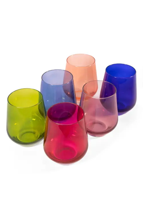 Estelle Colored Glass Set of 6 Stemless Wine Glasses in Mixed at Nordstrom | Nordstrom