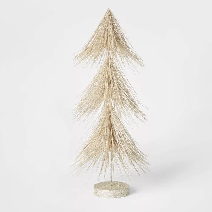 18in Unlit Tinsel Christmas Tree Decorative Figurine Champagne - Wondershop™ | Target
