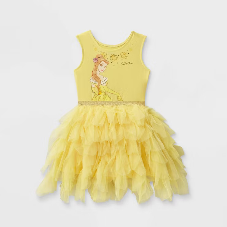 Toddler Girls' Disney Princess Belle Sleeveless Tutu Dress - Yellow | Target