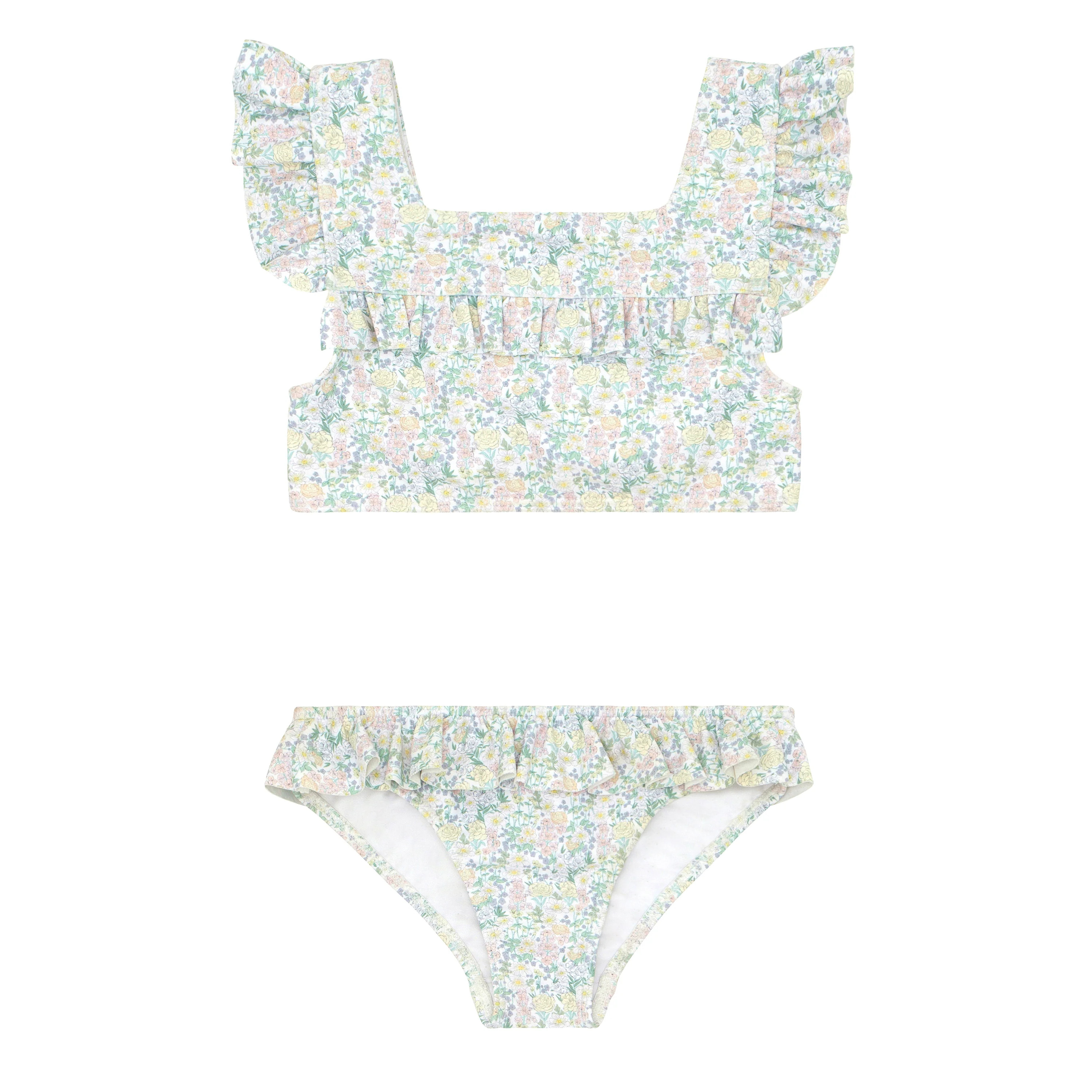 girls wildflower bouquet square neck bikini | minnow swim | minnow