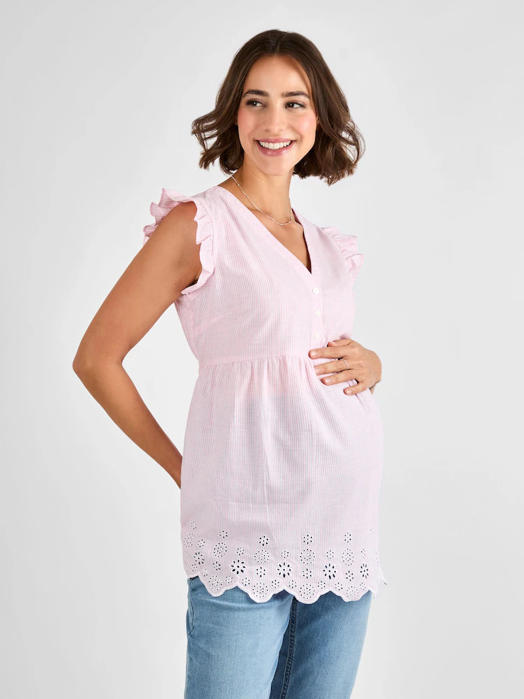 JoJo Maman Bébé Pink Stripe Broderie Maternity Blouse | Next US
