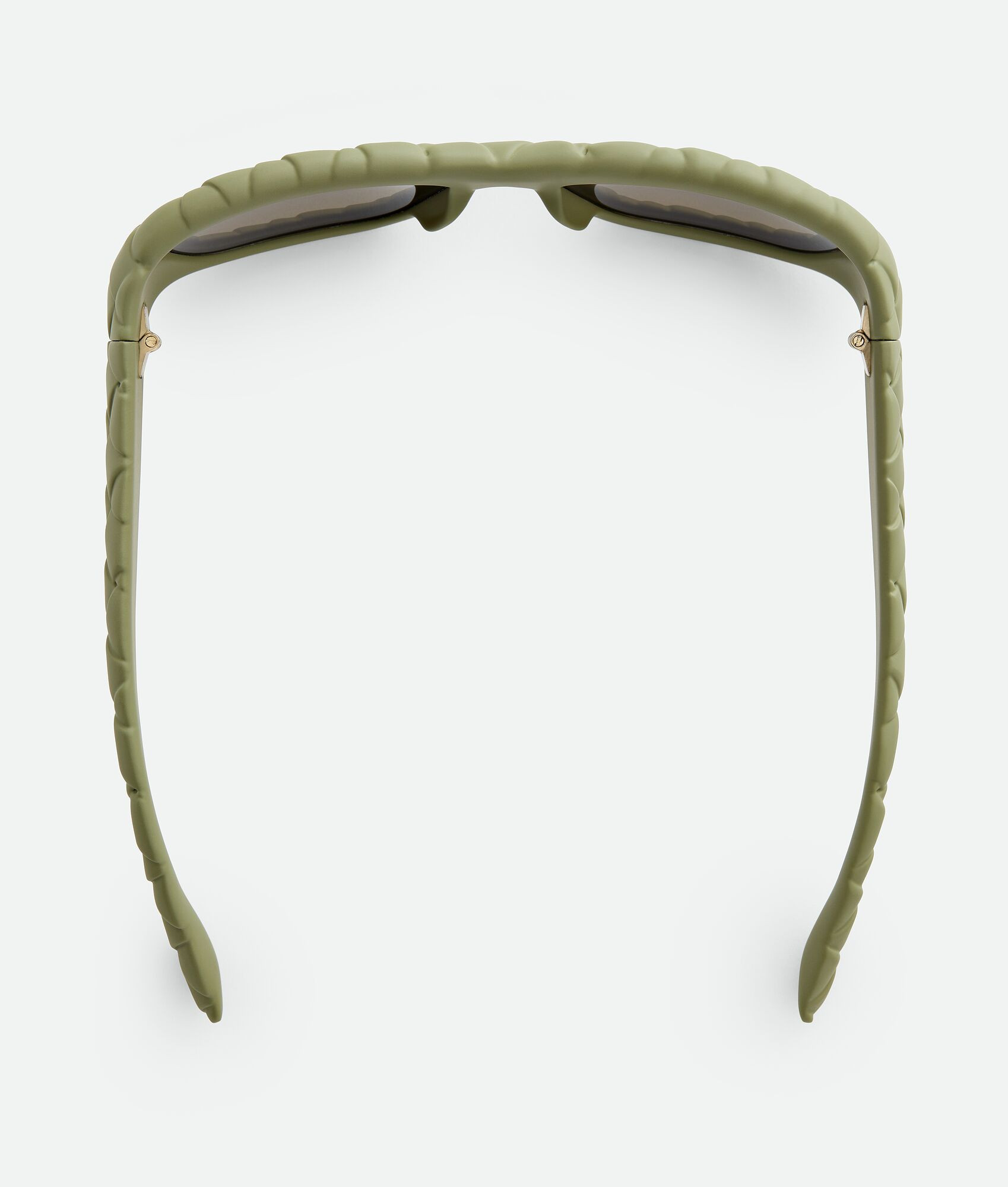 Bottega Veneta® Intrecciato Rectangular Sunglasses in Green/brown. Shop online now. | Bottega Veneta