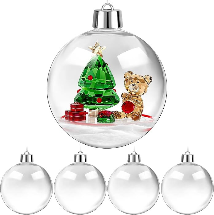 Wettarn 4 Pcs 8 Inch Large Clear Christmas Ornaments Balls Plastic Fillable Ornament Ball Christm... | Amazon (US)