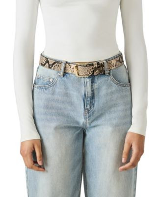 Steve Madden Snake Printed Polyurethane Fashion Belt - Taupe | Macy's