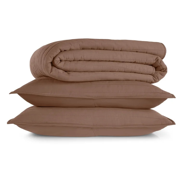 Allswell Linen Blend 3-Piece Quilt Set, Savannah Taupe Brown, King/California King | Walmart (US)