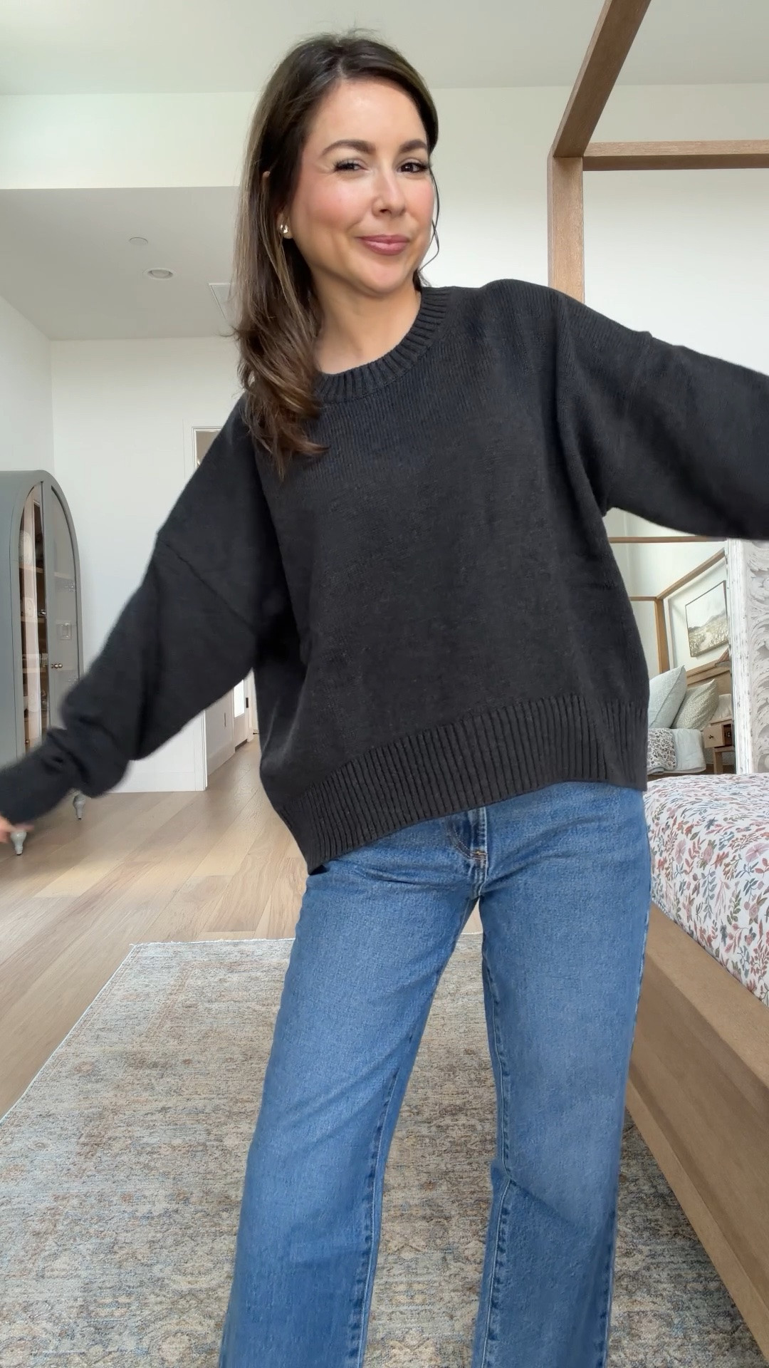 The perfect grey sweater for fall 
Wearing small jeans 25 inseam short

#LTKgrwm #LTKPetite