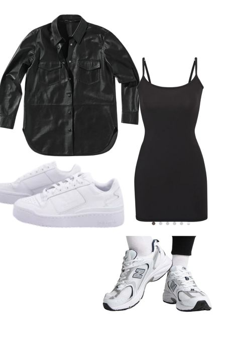 Skims little black dress, midi mini dress, trainers, adidas new balance , casual outfit, weekend outfit, night out, winter style , leather shirt mango 

#LTKstyletip #LTKeurope #LTKFind