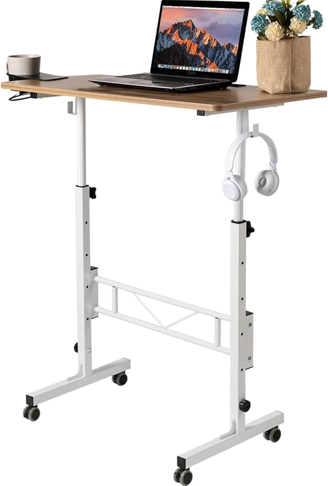 SIDUCAL Small Standing Desk Adjustable Height, Small Mobile Stand Up Desk with Wheels, Rolling De... | Amazon (US)