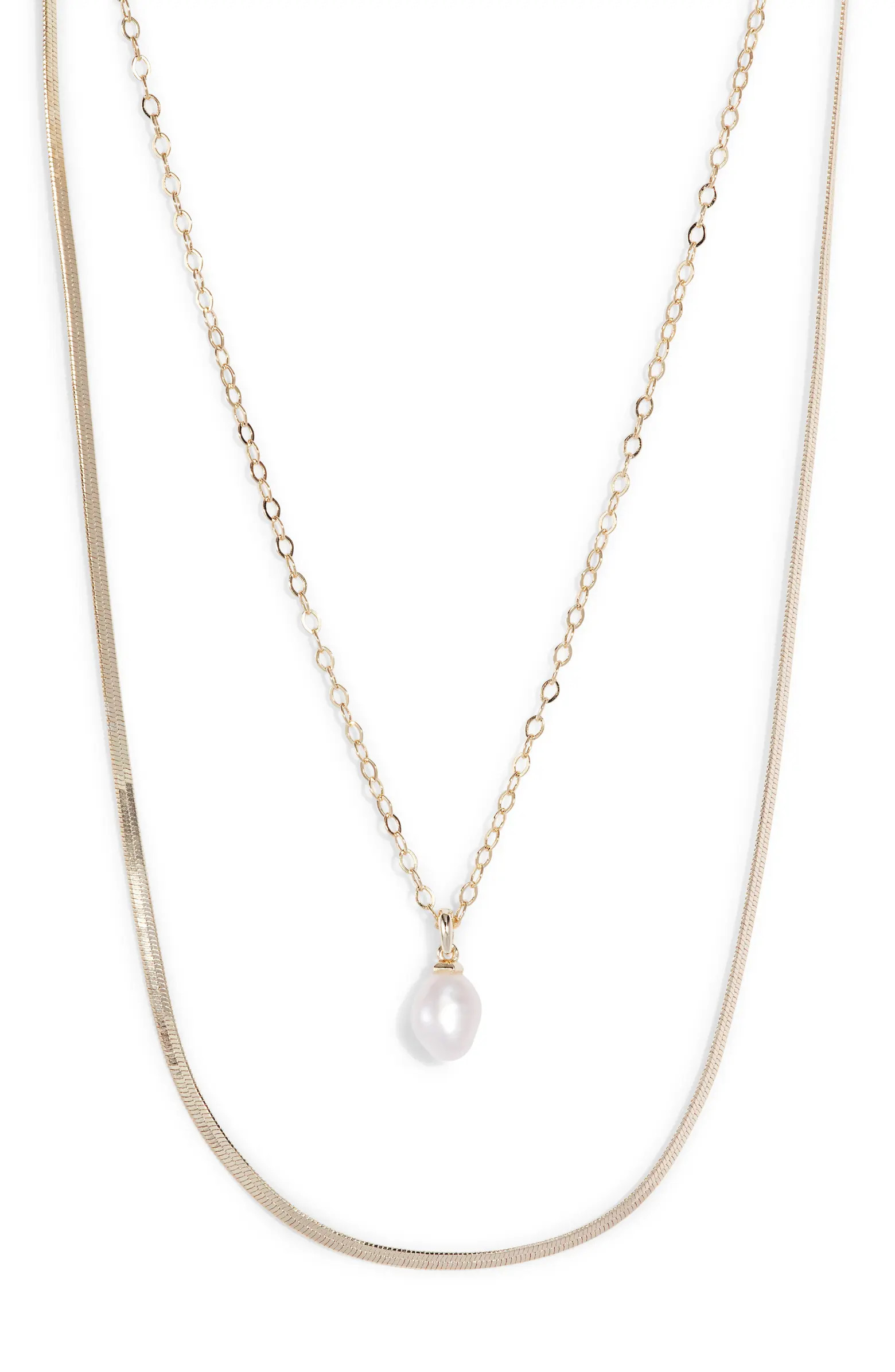 Lindsay Cultured Pearl Layered Pendant Necklace | Nordstrom