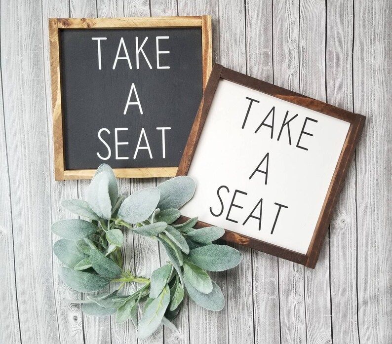 Take a seat wood sign | bathroom sign | bathroom wall decor | farmhouse sign | framed sign | rust... | Etsy (US)