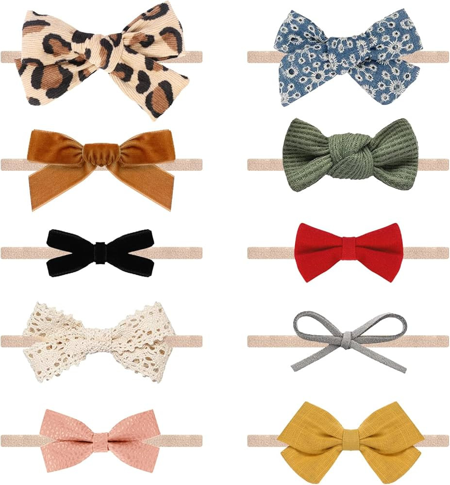 Baby Girl Headbands and Bows, Newborn Infant Toddler Nylon Elastics Hairbands Hair Accessories (F... | Amazon (US)