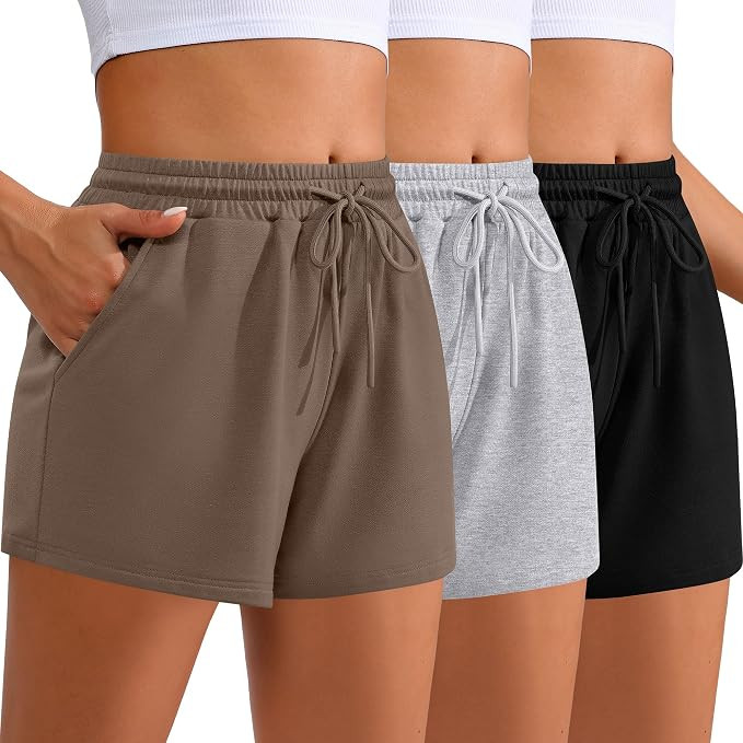 Neer 3 Pack Womens Sweat Shorts Comfy Casual Lounge Drawstring High Waist Summer Athletic Shorts ... | Amazon (US)