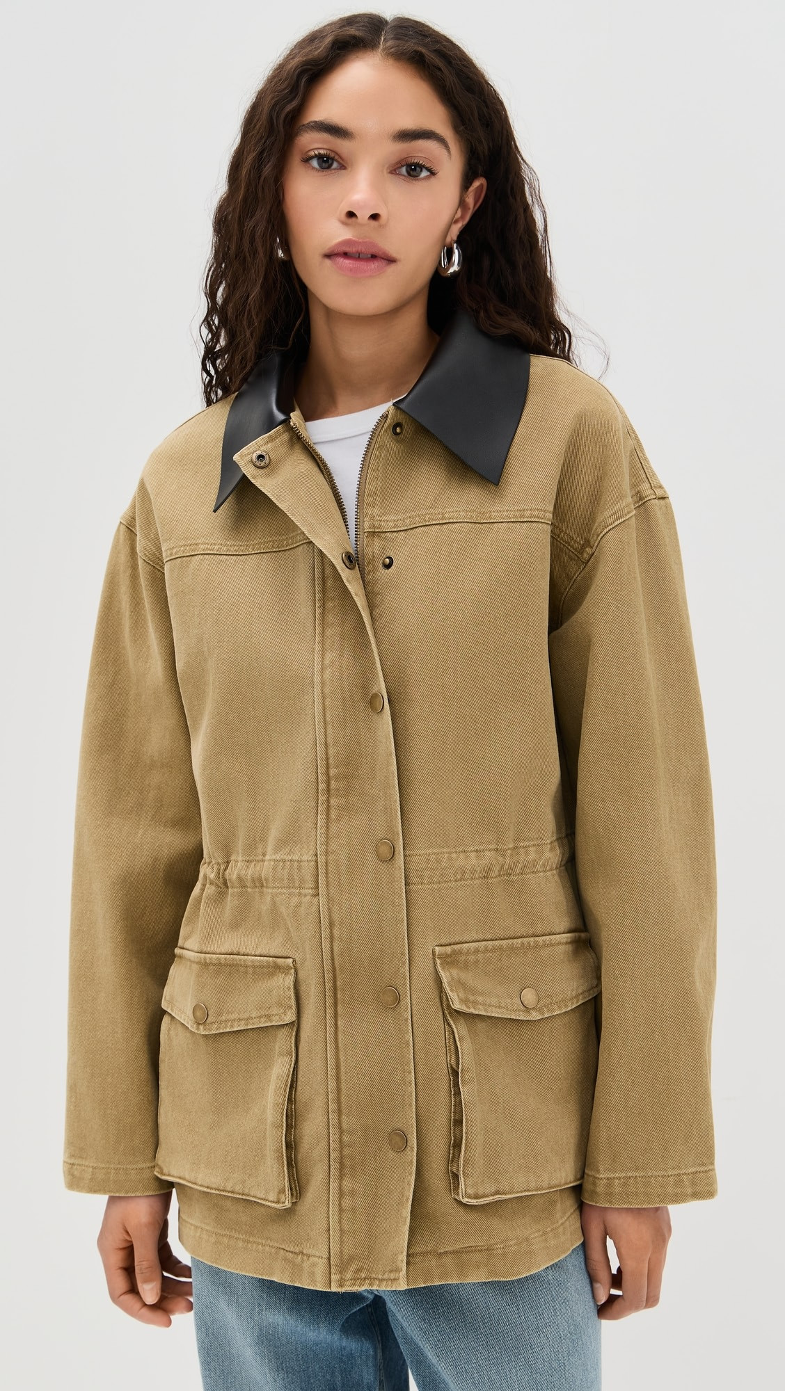 Faux Leather Collar Barn Jacket | Shopbop