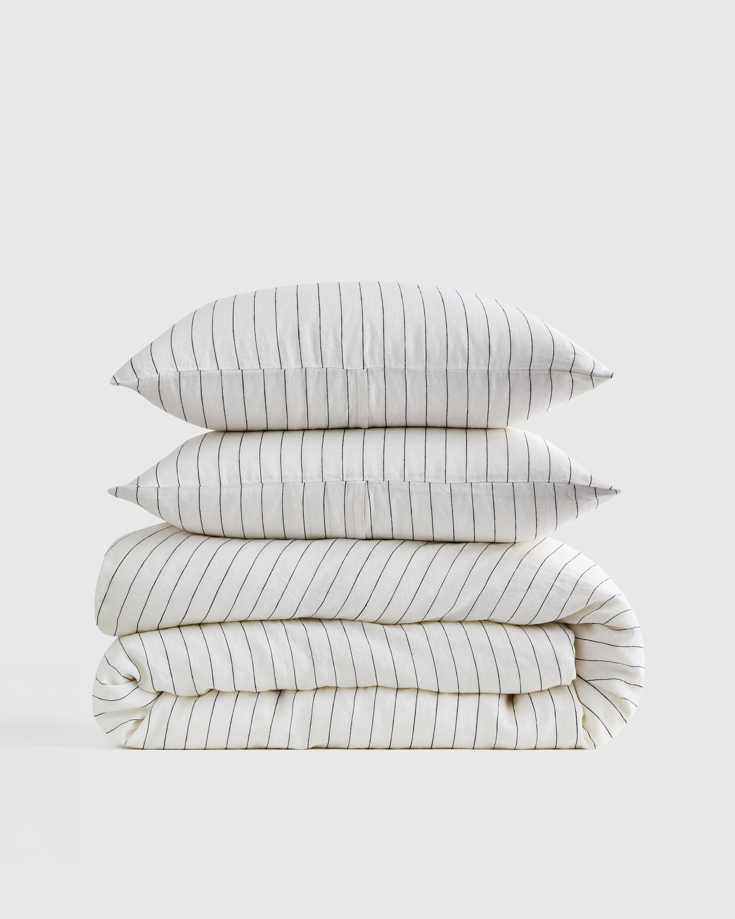 Quince | European Linen Stripe Duvet Cover Set in Pencil Stripe, Size Twin | Quince