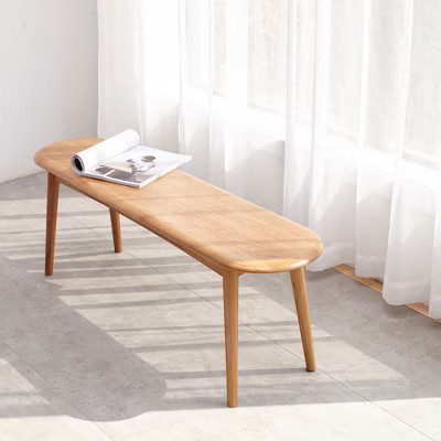 MAYEERTY Solid Oak Wood Bench - Half-Round Design for Dining Room, Living Room & Entryway | Target