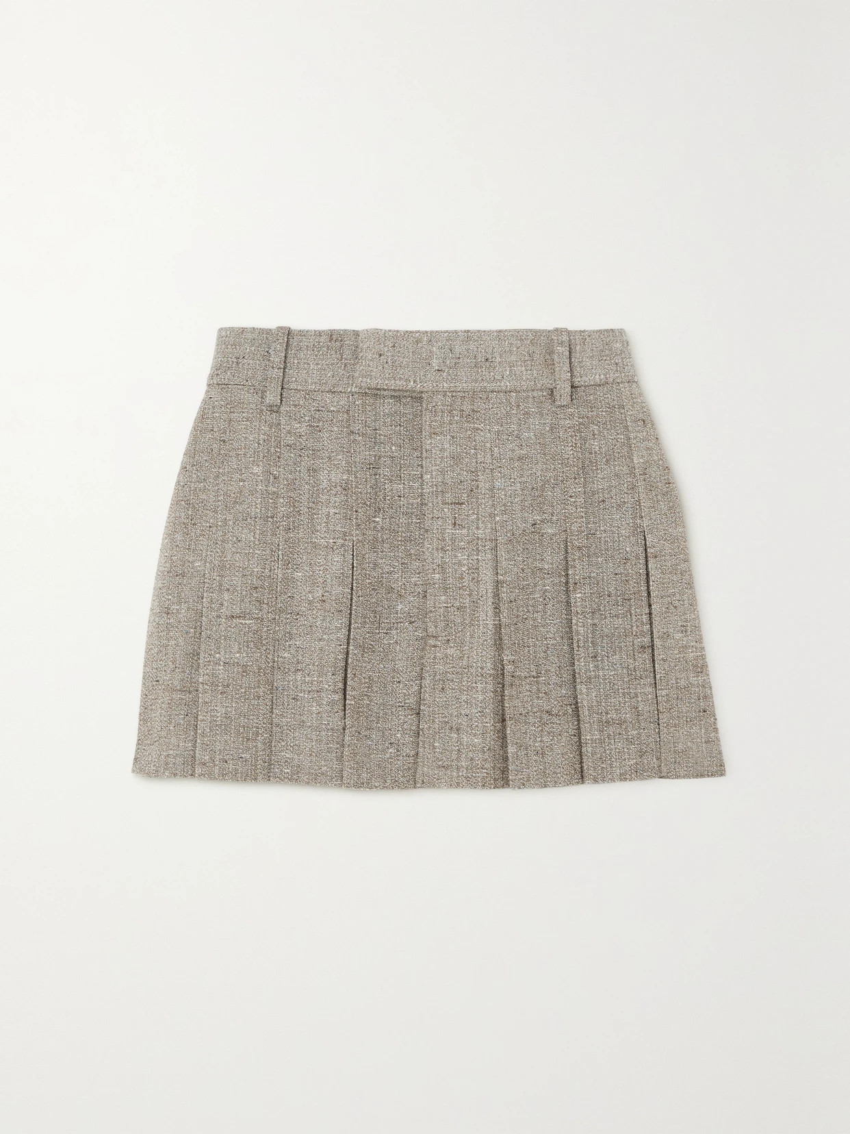 Bottega Veneta - Pleated Tweed Mini Skirt - Brown | NET-A-PORTER (US)