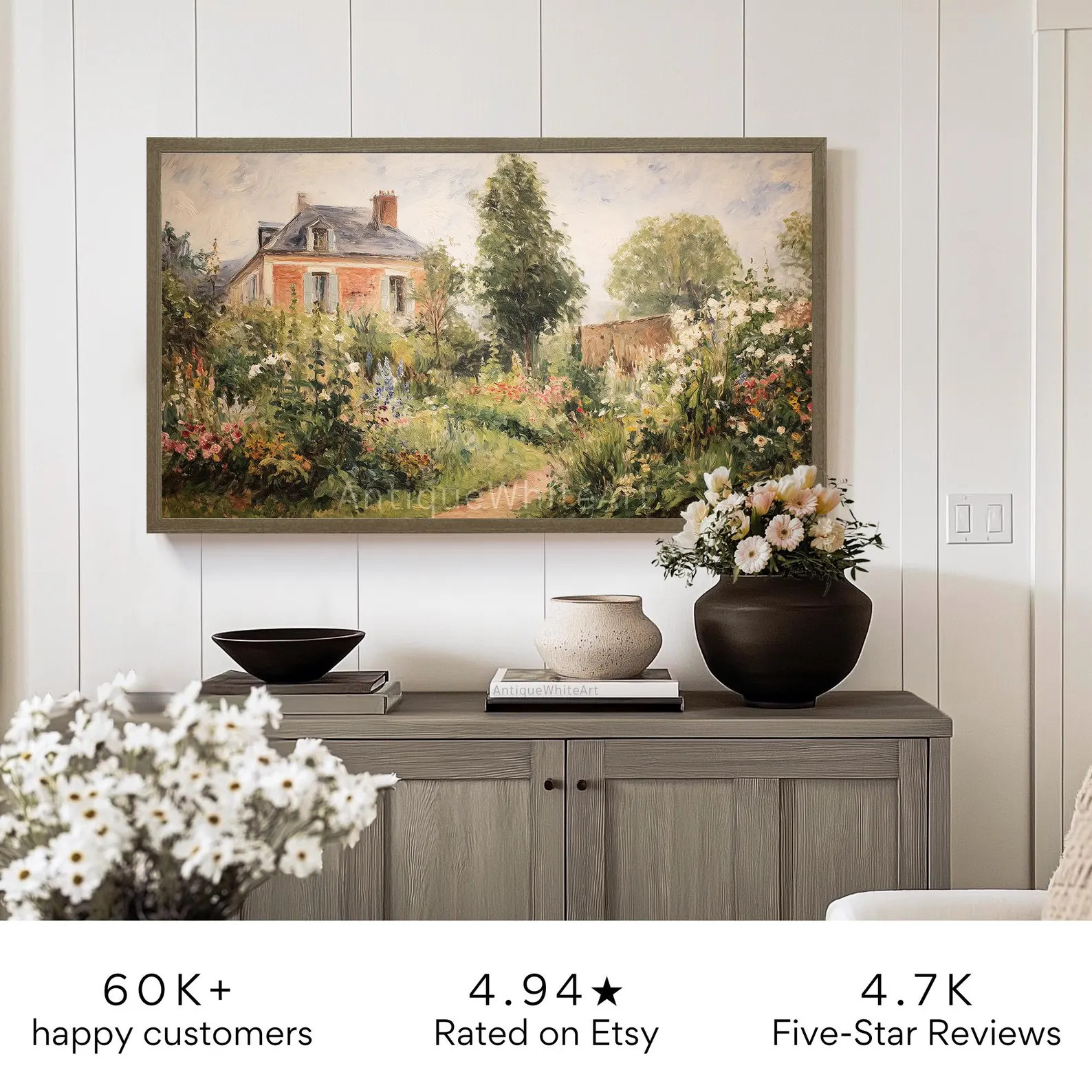 Samsung Frame TV Art, Country Summer TV Art, Muted Tonal Farmhouse Frame TV Art, Cottage Garden P... | Etsy (US)