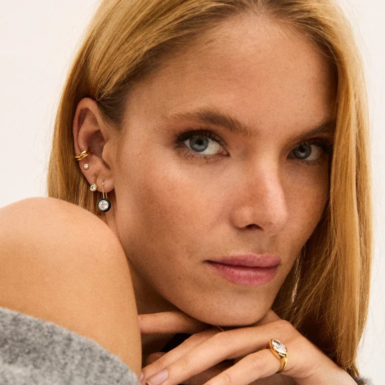 Fallon 14K Gold Semi-Precious Earrings - Onyx | BaubleBar