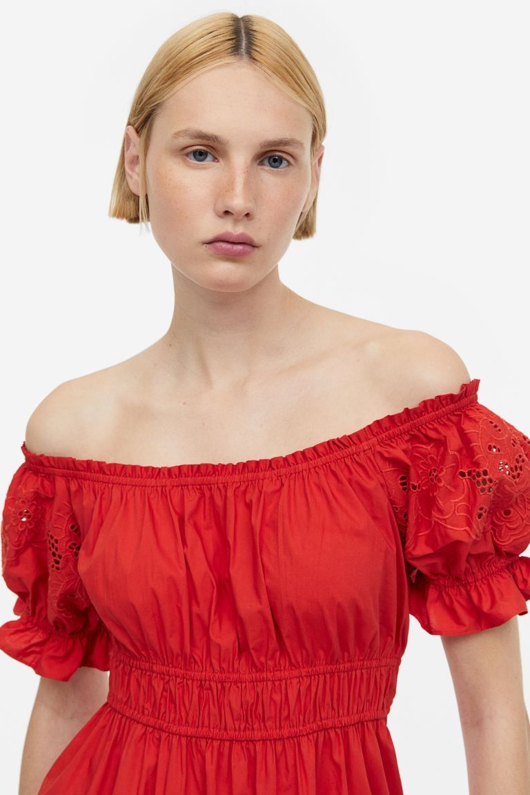 Off-the-shoulder cotton dress | H&M (UK, MY, IN, SG, PH, TW, HK)