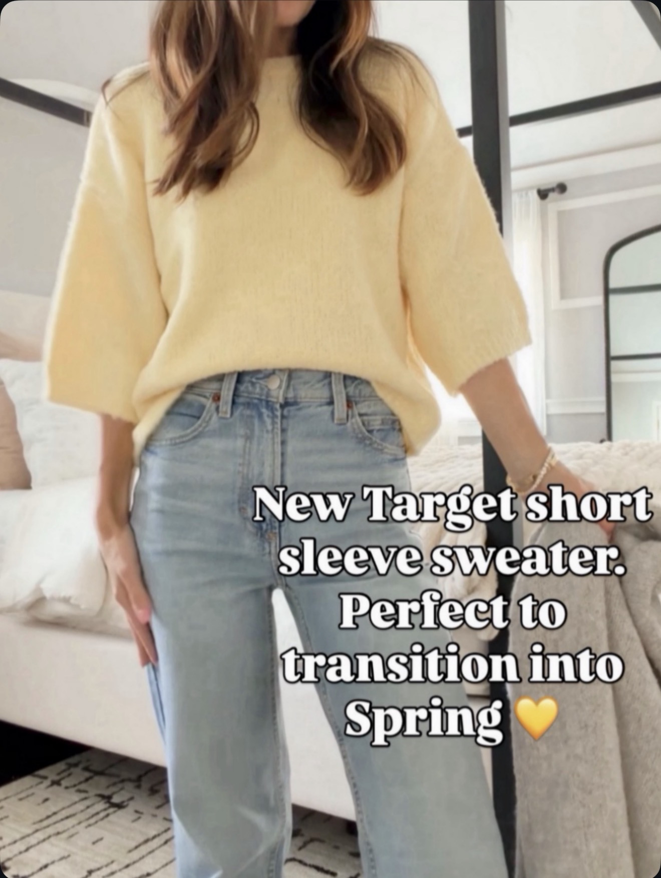 New Target short sleeve sweater = perfect spring layering piece 💛 🔗⬇️wearing size xs 

#LTKOver40 #LTKootd #LTKSeasonal