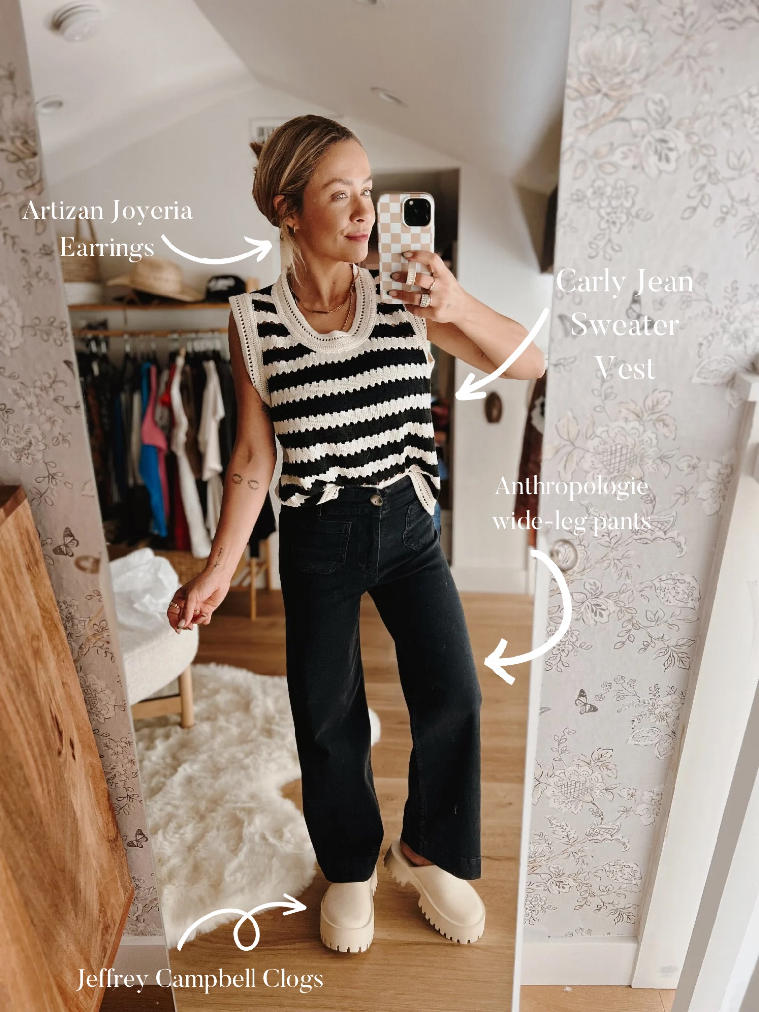 Sharing a casual chic fall outfit idea.  A fall staple of mine is a cozy sweater vest! I paired it with these black wide leg pants from Anthropologie and Jeffrey Campbell clogs!

#LTKstyletip #LTKSeasonal #LTKfindsunder100