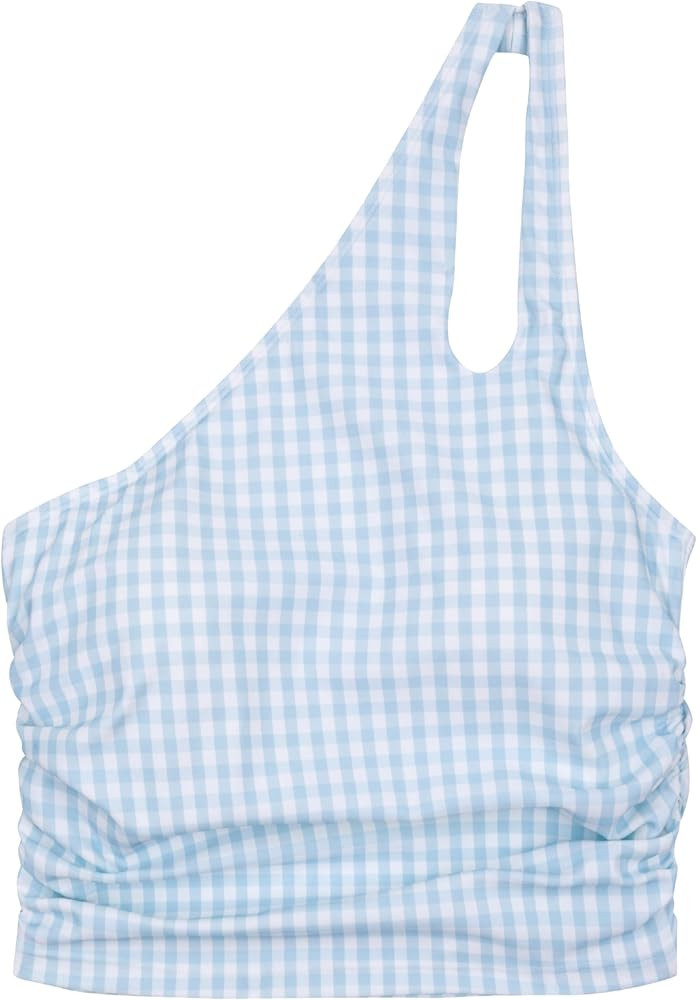 SwimZip Women's One Shoulder Crop Bikini Swim Top - UPF 50+ Sun Protection | Amazon (US)