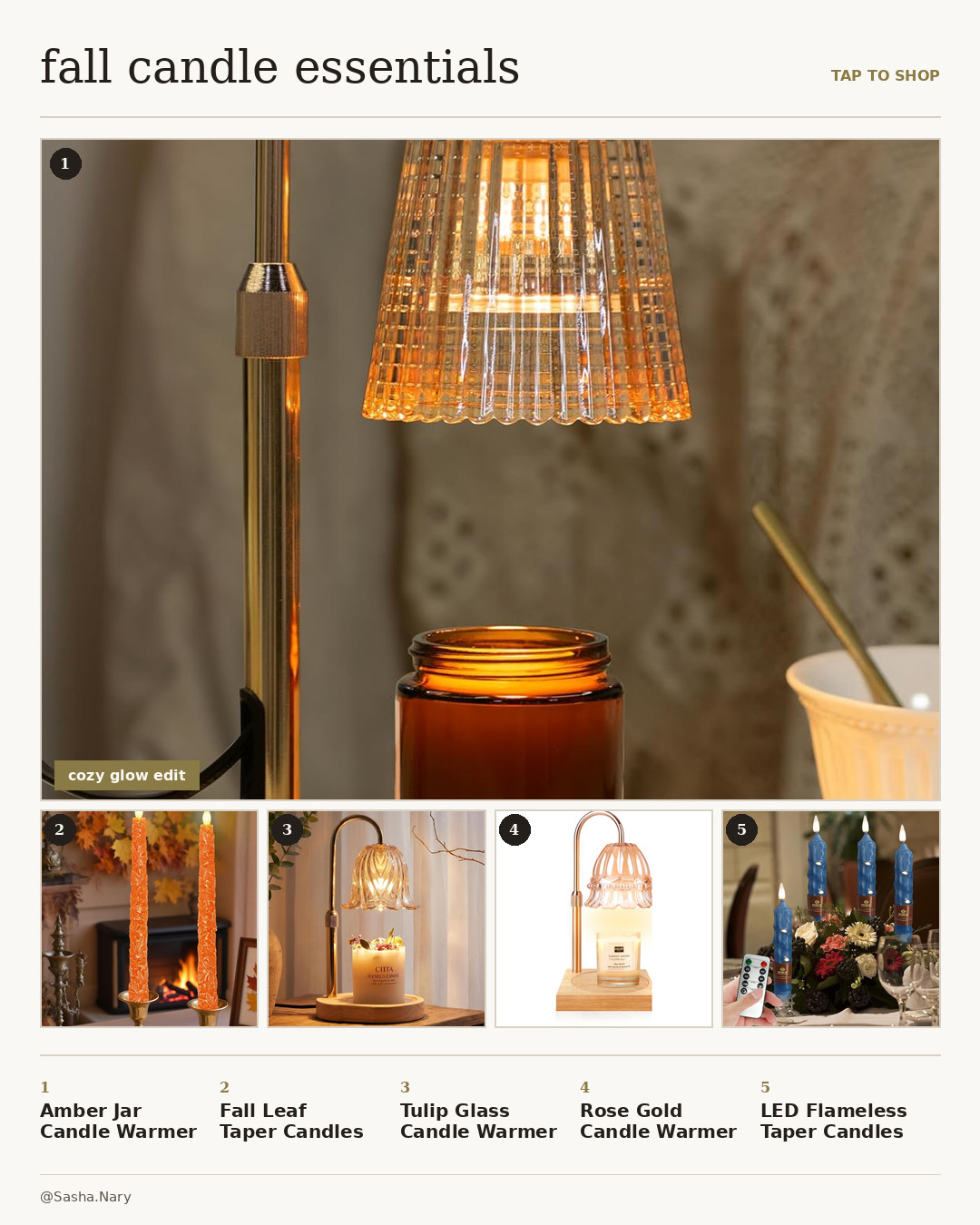 Create the ultimate cozy autumn ambiance with these fall candle essentials! Featuring aesthetic amber jar and tulip glass candle warmer lamps, rose gold candle warmers, festive textured fall leaf taper candles, and remote-controlled LED flameless taper candles, these finds bring the perfect warm, safe, and atmospheric glow to your home this season. Tap the image to shop all these cozy glow edit favorites!

Disclaimer: This post contains affiliate links. If you make a purchase through these links, I may earn a small commission at no additional cost to you. 

 #LTKHome