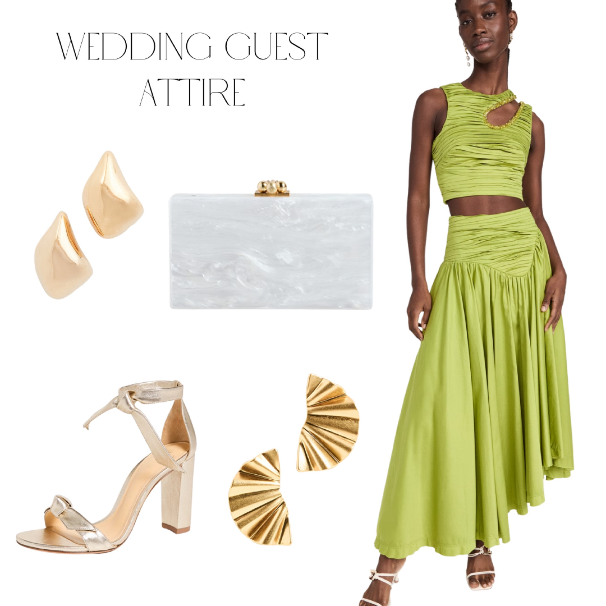 Wedding Guest. Rehearsal. Maid of Honor. Bridesmaid. Shopbop. Green dress. Two-piece set. Gold Sandals. Gold Heels. Clutch


#LTKitbag #LTKwedding #LTKstyletip
