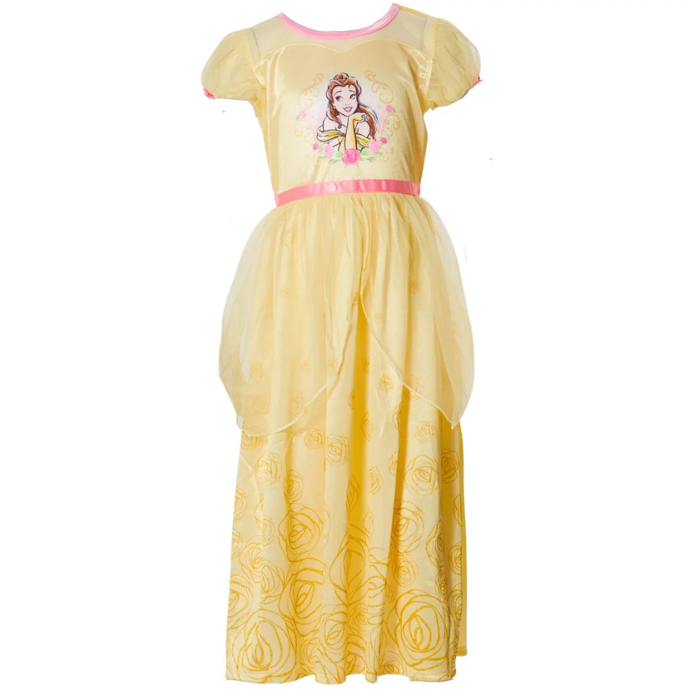 Disney Belle Girls Fantasy Gown Nightgowns Short Sleeve Sleepwear Yellow | Walmart (US)