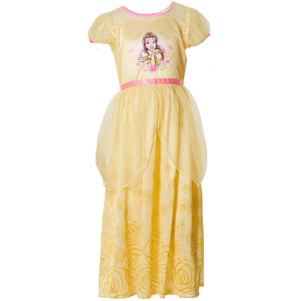 Disney Belle Girls Fantasy Gown Nightgowns Short Sleeve Sleepwear Yellow | Walmart (US)