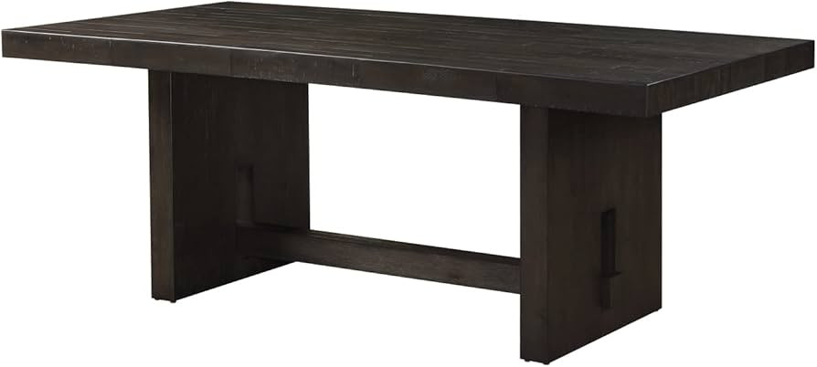 Benjara Plank Style Dining Table with Rectangular Trestle Support, Brown | Amazon (US)