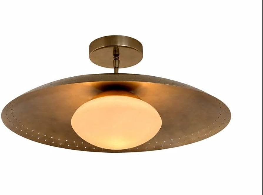 Mid Century Modern Semi Flush Mount Ceiling Light - Vintage Ceiling Lamp with Frosted Glass Shade... | Amazon (US)