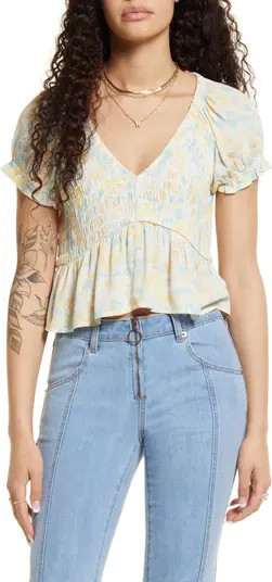 Babydoll Shirred Crop Top | Nordstrom